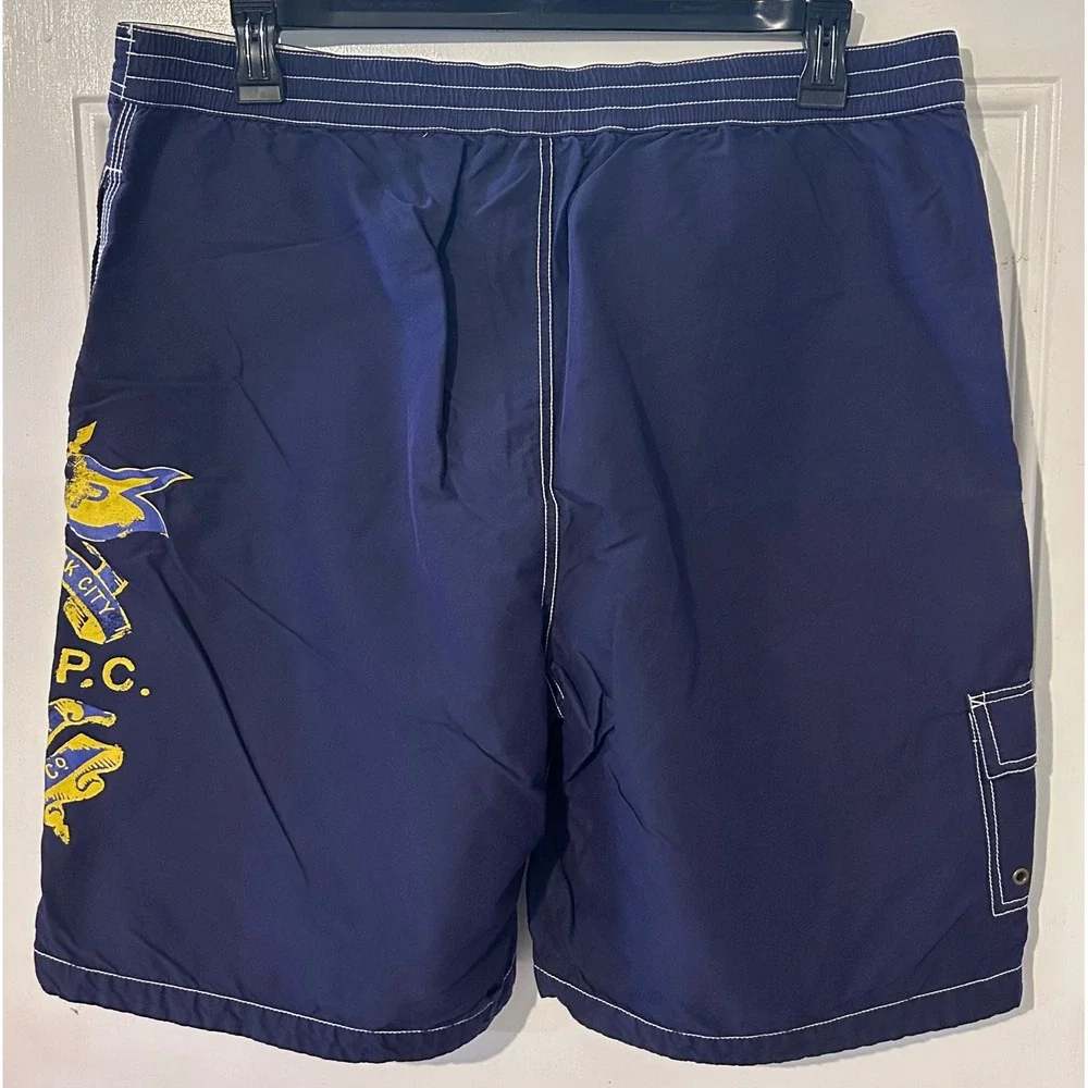 Polo Ralph Lauren Mens Navy Blue Nautical Crest Board Shorts Swim Trunks XXL